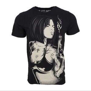 Iron Fist Smoken Barrel Black Graphic Anime Girl Tee Shirt UNISEX XS NWT